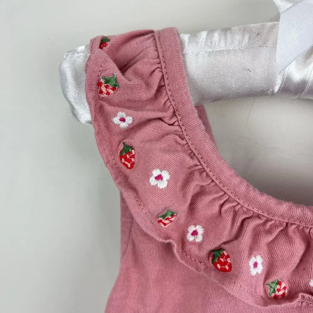 Mini Boden Strawberry Ruffle Cross Back Tank Top 2-3